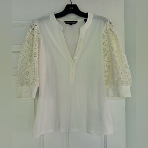 Veronica Beard Coralee shirt with lace sleeves